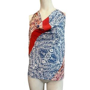 Ladies XS Handkerchief Blouse Backless Sleeveless Multicolored Scoop Neck NWT